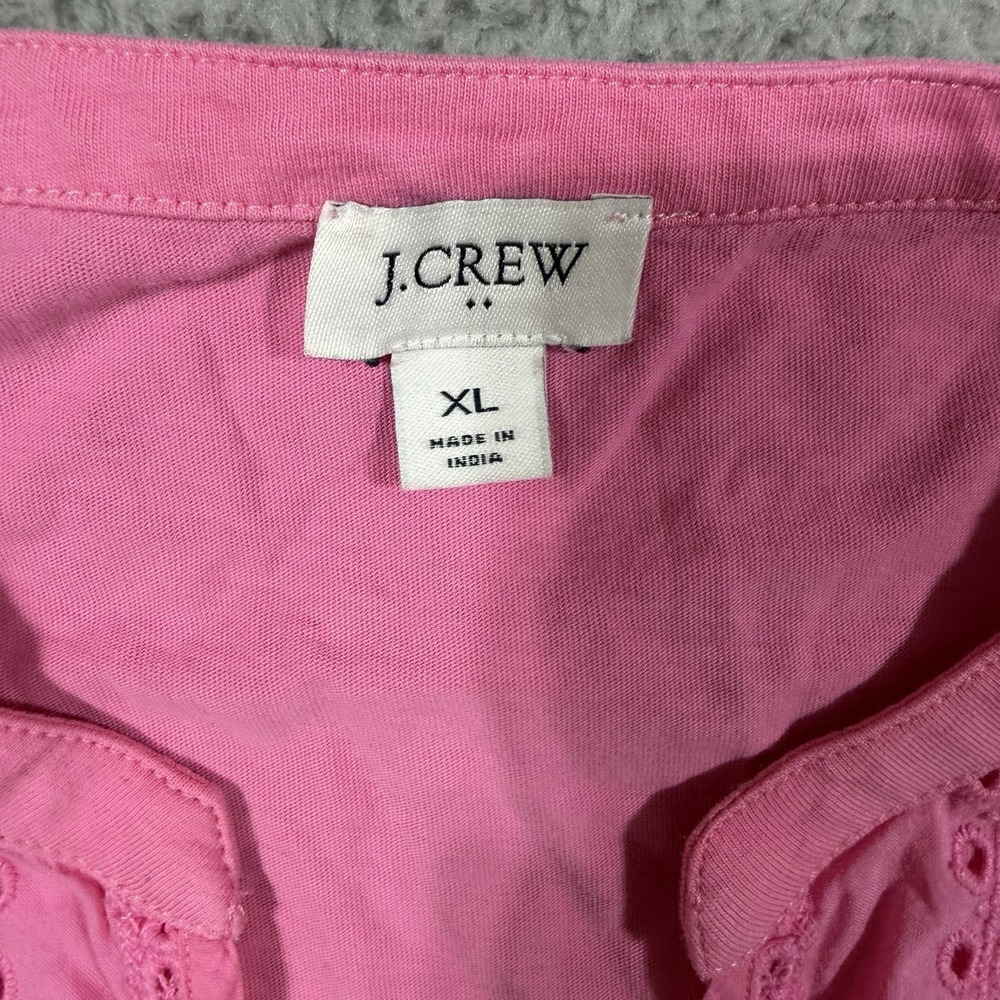 J. Crew Womens Pink V-Neck Eyelet Sleeveless Blouse Size XL Casual Summer - Picture 3 of 6